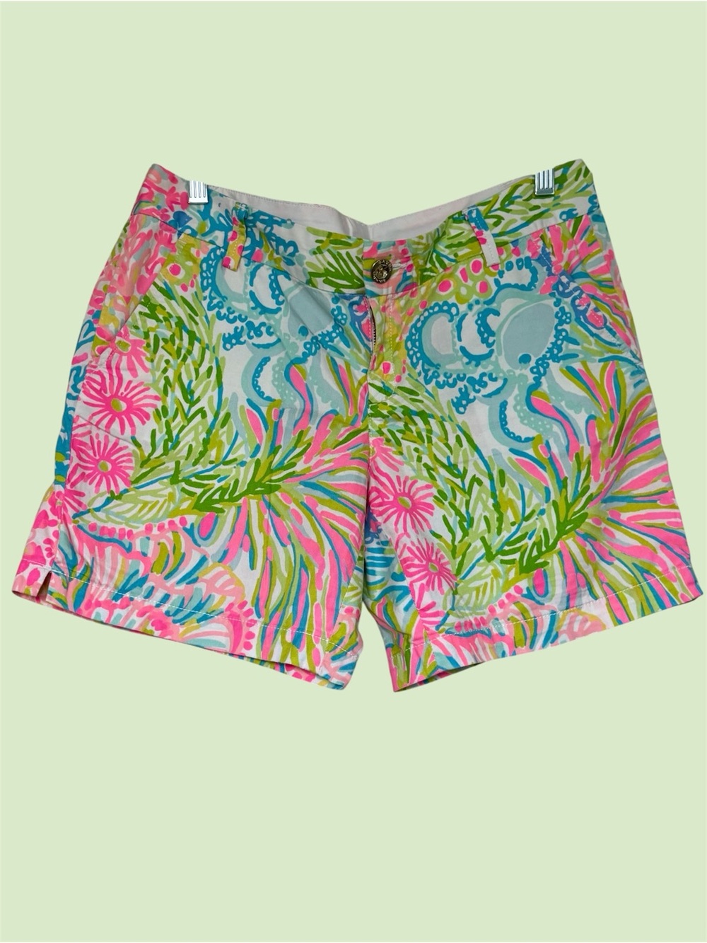 Lilly Pulitzer Tropical Floral Jayne Shorts in Pink, Green & Blue